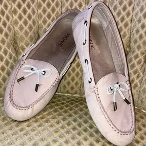 VIONIC HONOR VIRGINIA LEATHER WOMENS BLUSH BOAT SHOES  10